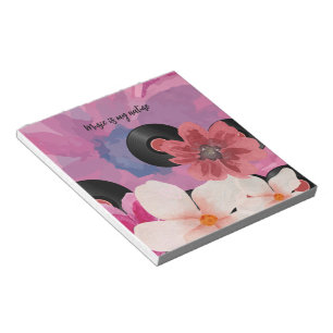Bloc-note Fleurs et vinyle