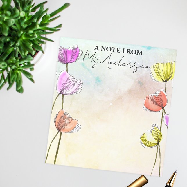 Bloc-note Fleurs florissantes avec des lignes foncées une no (Créateur téléchargé)