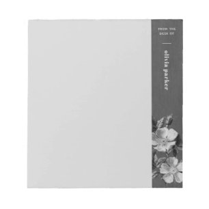 Bloc-note Fleurs monochromatiques grises Florales Personnali