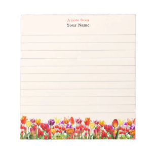 Bloc-note Fleurs multicolores sur fond beige clair ligné