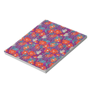 Bloc-note Fleurs orange sur coussin pourpre