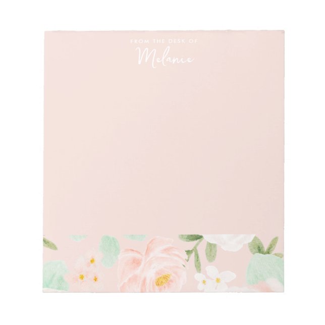 Bloc-note Fleurs Roses d'aquarelle en rose et en rose (Devant)