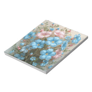 Bloc-note Fleurs roses et bleues élégantes