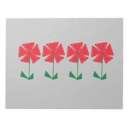 Bloc-note fleurs rouges sur remplissage arrière - plan gris