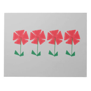Bloc-note fleurs rouges sur remplissage arrière - plan gris