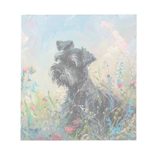 Bloc-note Fleurs sauvages colorés Schnauzer (Devant)