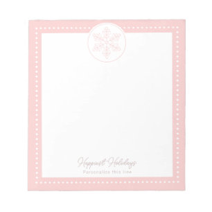 Bloc-note Flocon de neige fantaisie rose personnalisé pour l
