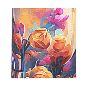 Bloc-note Floral Abstract Art Orange Red Blue Flowers