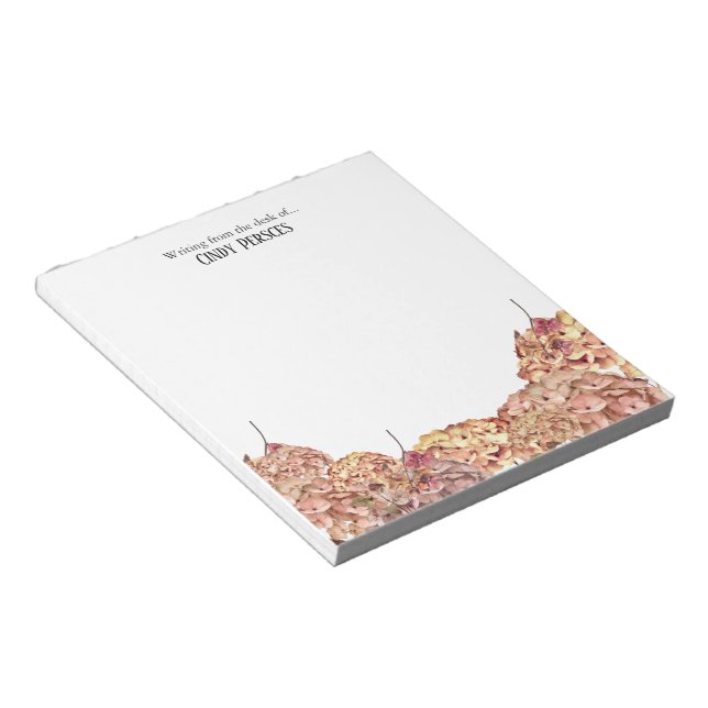 Bloc-note Floral Pink Hydrangea Border Personalized Notepad (Incliné)