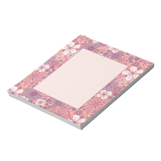 Bloc-note Floral rose et violet pastel (Tourné)