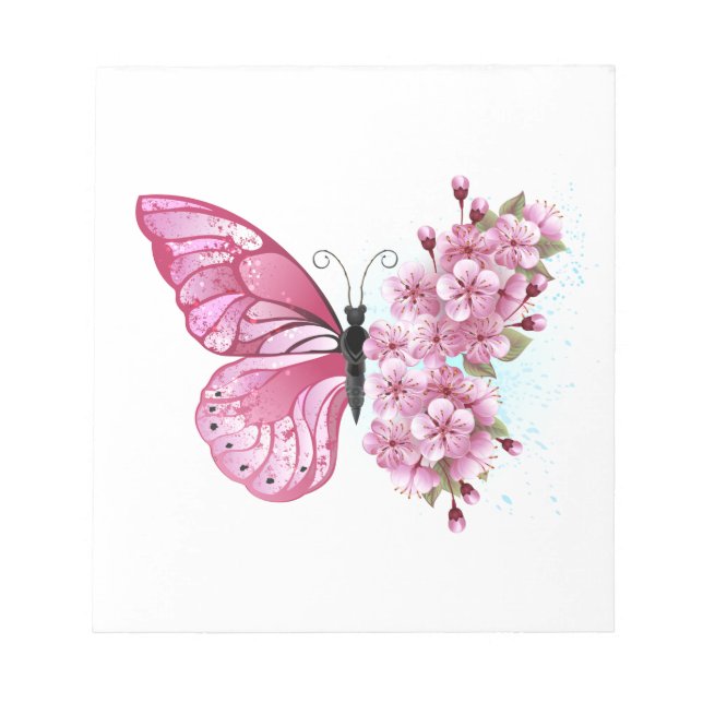 Bloc-note Flower Butterfly with Pink Sakura (Devant)