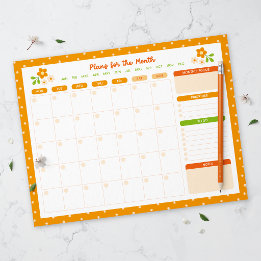 Bloc-note Flower Polka Dots Monthly Planner