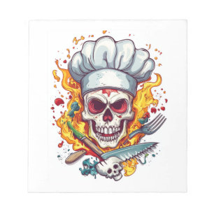 Bloc-note Folie de Chef Crâne � Cuisine drôle de squelette
