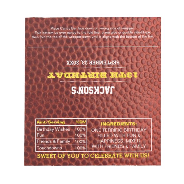 Bloc-note Football Gold Party Favoriser le chocolat Candy Wr (Devant)