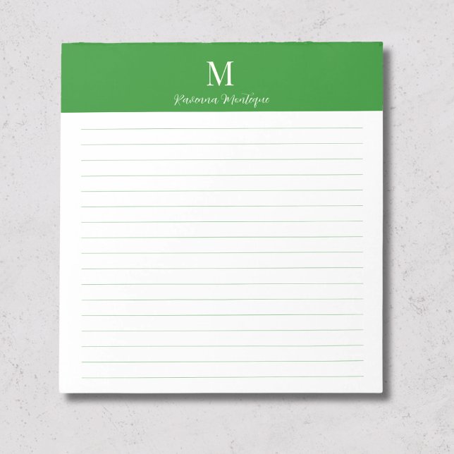 Bloc-note Forest Green Classic Personalized Monogram Lined (Créateur téléchargé)