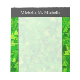 Bloc-note "Forêt" de Formes triangulaires vertes Motif + Nom