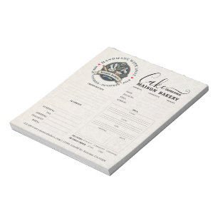 Bloc-note Formulaire de commande de boulangerie pâtisserie c