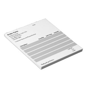 Bloc-note Formulaire de commande noir blanc clair