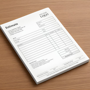 Bloc-note Formulaire d'estimation   Professionnel minimalist