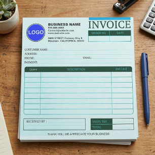 Bloc-note Formulaires de facture de commande de vente commer