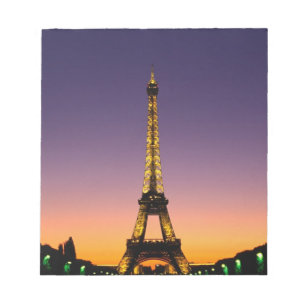 Bloc-note France, Paris, Tour Eiffel au coucher du soleil.