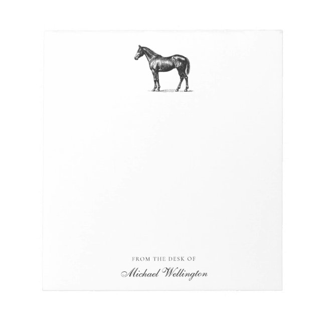 Bloc-note From The Desk Of | Elegant Horse Equestrian Name (Devant)
