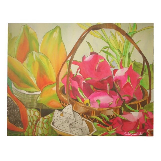 Bloc-note Fruits tropicaux Vie morte aquarelle art original (Devant)