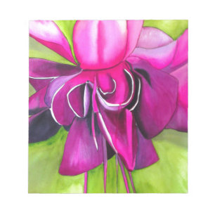 Bloc-note Fuchsia rose pop art fleur aquarelle