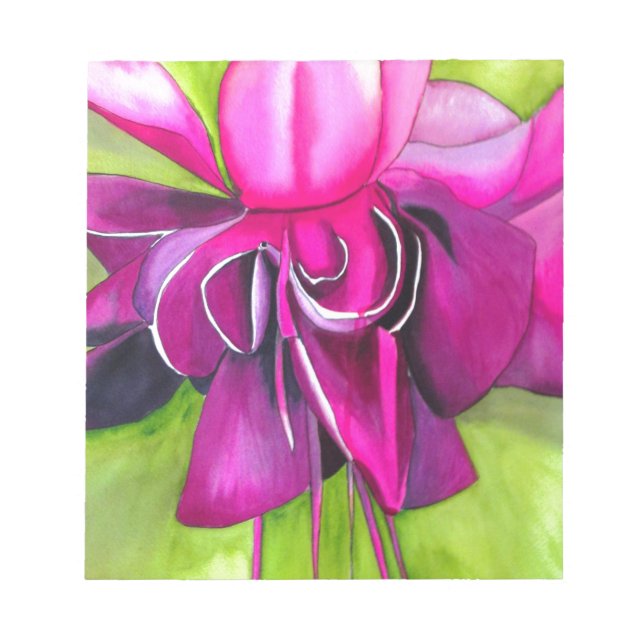 Bloc-note Fuchsia rose pop art fleur aquarelle (Devant)