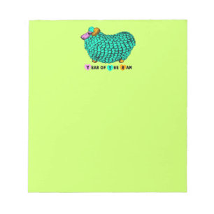 Bloc-note Funky Green Ram Chinois Année Zodiac Notepad