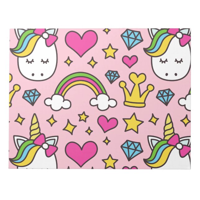Bloc-note Funny Unicorn Motif rose Magique Cheval mignon (Devant)