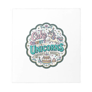 Bloc-note Gâteau de Licorne Confettis Licornes POD Prêt POD