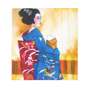 Bloc-note Geisha japonais avec kimono bleu