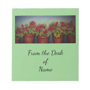 Bloc-note Geraniums rouges dans des pots d'argile