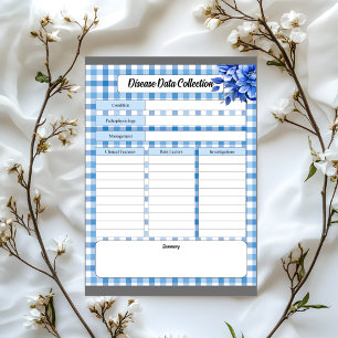 Bloc-note Gingham Floral Bleu _ Collection de données sur le