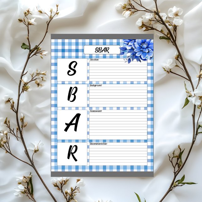 Bloc-note Gingham Floral Bleu _ SBAR Temp (Créateur téléchargé)