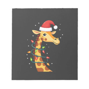 Bloc-note Girafe de Noël Chapeau de Père Noël Lumières Giraf