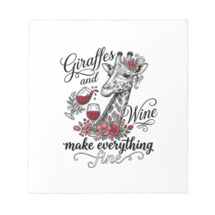 Bloc-note Girafes Et Vin Dessin De T-Shirt De Gravure Vintag