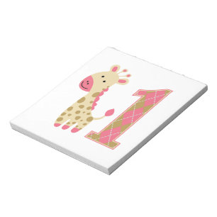 Bloc-note Giraffe rose Premier anniversaire