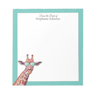 Bloc-note Giraffe Teal Monogram From the Desk of Template