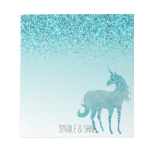 Bloc-note Girly Glitz Aqua Turquoise Parties scintillant Uni