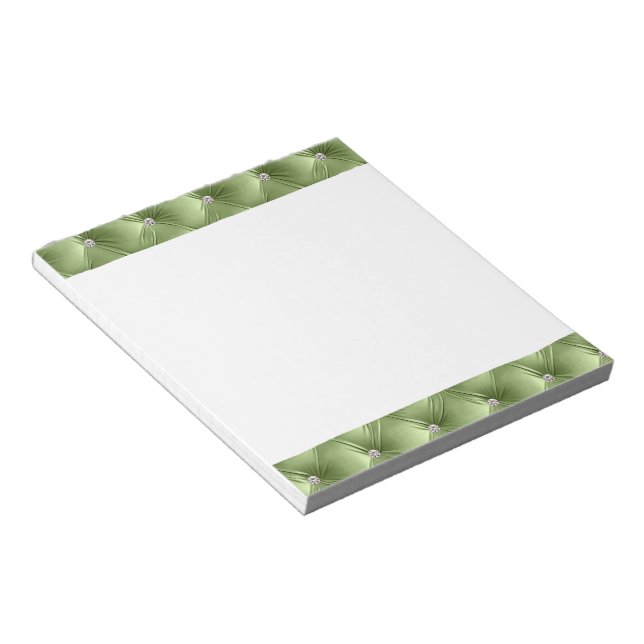 Bloc-note Glam Girly Sage Green Faux Velvet (Incliné)