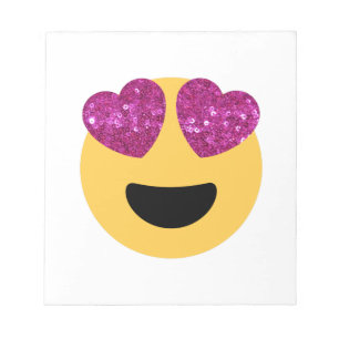 Bloc-note glitter heart eye emoji