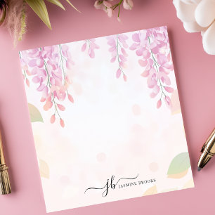 Bloc-note Glycine Douce Aquarelle Florale Personnalisée