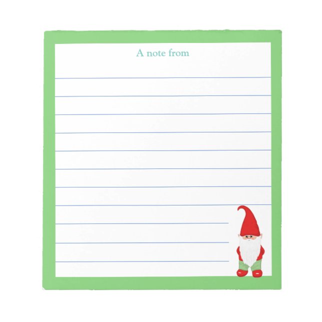 Bloc-note Gnome Moderne avec Cadre Vert Doublé (Devant)