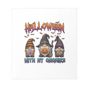 Bloc-note Gnomes d'Halloween Trois Gnomes Chapeau de Sorcièr