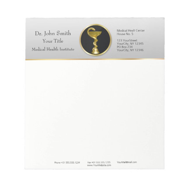 Bloc-note Gold Médicale Professional Hygieia Bowl (Devant)