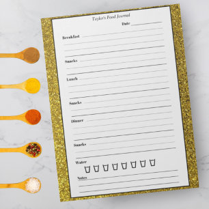 Bloc-note Gold Parties scintillant Food Journal - Trendy Chi