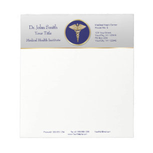 Bloc-note Gold Professional Médicale Caduceus Blue