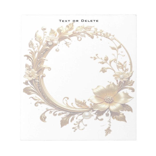 Bloc-note Golden Floral Ornate Frame Notepad (Devant)